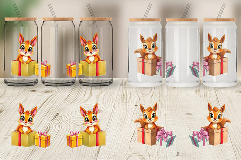 Glass Can Squirrel Gift Sublimation artnoy 