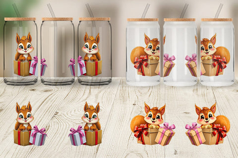 Glass Can Squirrel Gift Sublimation artnoy 