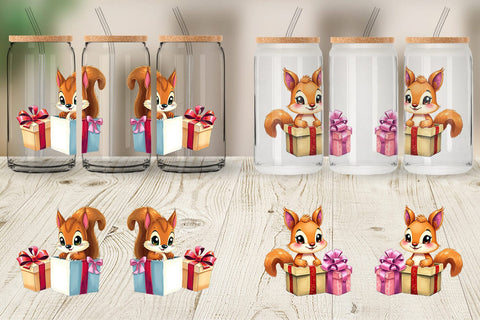 Glass Can Squirrel Gift Sublimation artnoy 
