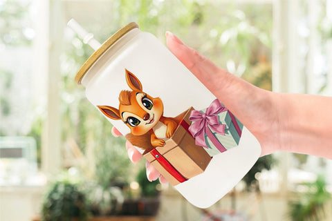 Glass Can Squirrel Gift Sublimation artnoy 