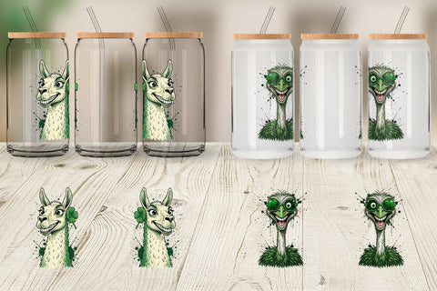 Glass Can St Paddys Animal Caricature Sublimation artnoy 