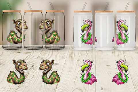 Glass Can St Paddys Animal Caricature Sublimation artnoy 