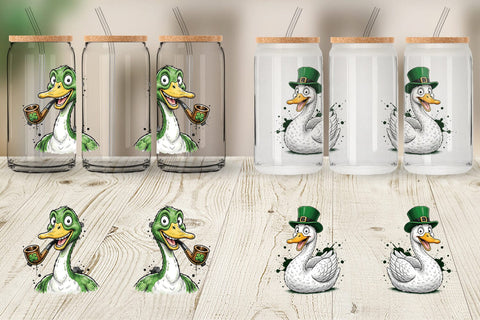 Glass Can St Paddys Animal Caricature Sublimation artnoy 