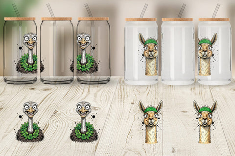 Glass Can St Paddys Animal Charms Sublimation artnoy 