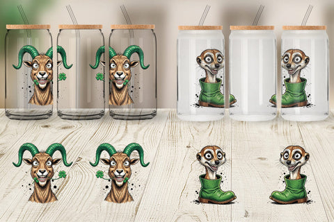 Glass Can St Paddys Animal Charms Sublimation artnoy 