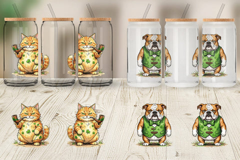 Glass Can St Paddys Animal Friends Sublimation artnoy 
