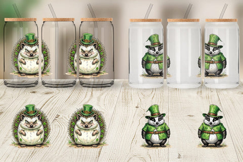 Glass Can St Paddys Animal Friends Sublimation artnoy 