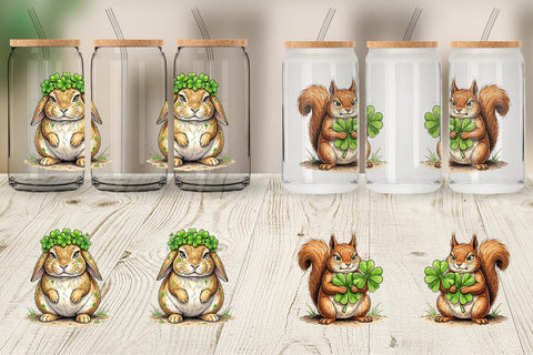 Glass Can St Paddys Animal Friends Sublimation artnoy 