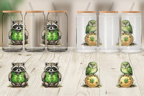 Glass Can St Paddys Animal Friends Sublimation artnoy 