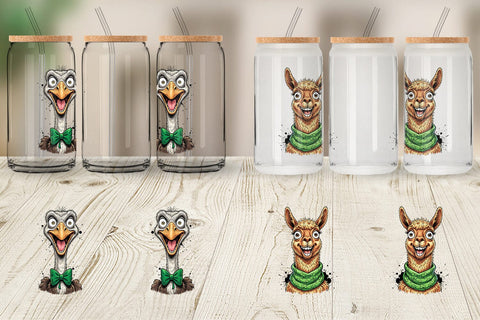 Glass Can St Paddys Animal Party Art Sublimation artnoy 