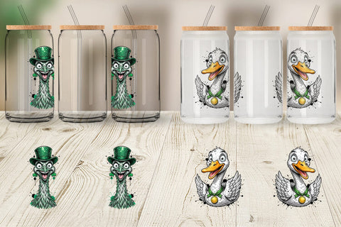 Glass Can St Paddys Animal Party Art Sublimation artnoy 