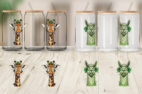 Glass Can St Paddys Animal Party Art Sublimation artnoy 