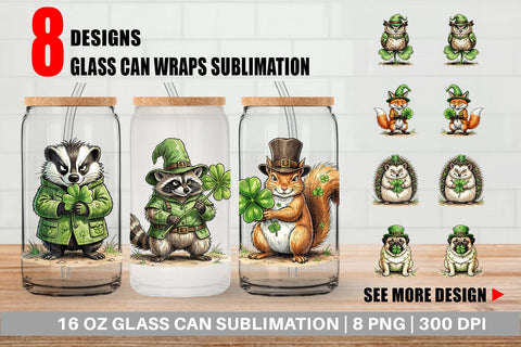 Glass Can St Paddys Lucky Animal Sublimation artnoy 