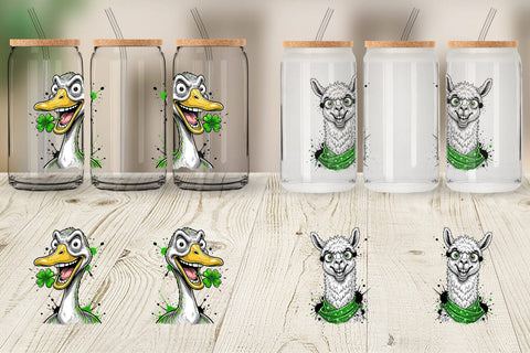 Glass Can St Paddys Zany Zoo Animals Sublimation artnoy 