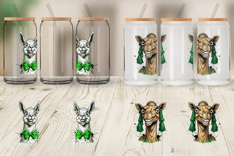 Glass Can St Paddys Zany Zoo Animals Sublimation artnoy 