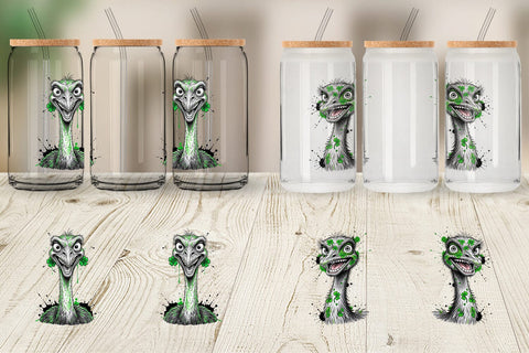 Glass Can St Paddys Zany Zoo Animals Sublimation artnoy 