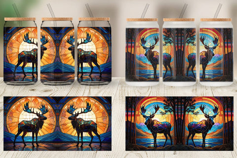 Glass Can Stained Glass Deer Sublimation artnoy 