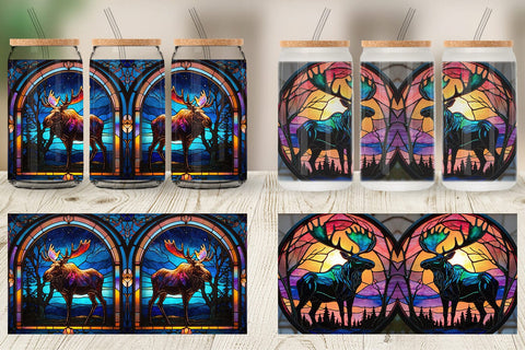 Glass Can Stained Glass Deer Sublimation artnoy 