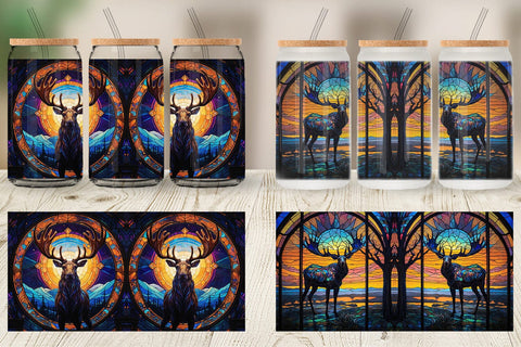 Glass Can Stained Glass Deer Sublimation artnoy 