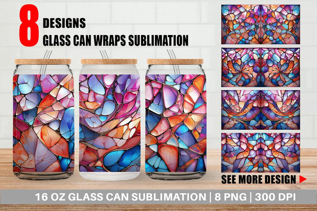 Glass Can Stained Glass Mosaic Sublimation artnoy 