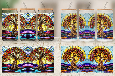 Glass Can Stained Glass Tree Sublimation artnoy 