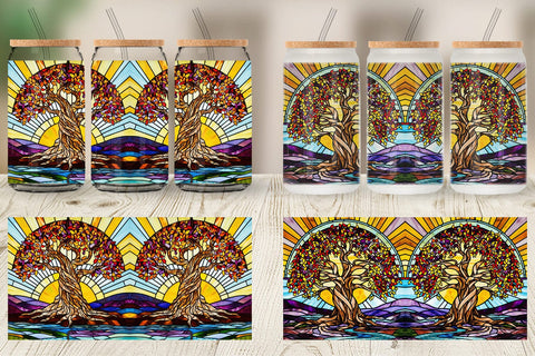 Glass Can Stained Glass Tree Sublimation artnoy 