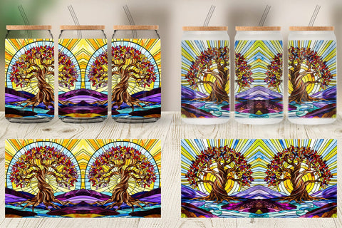 Glass Can Stained Glass Tree Sublimation artnoy 