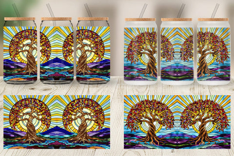 Glass Can Stained Glass Tree Sublimation artnoy 