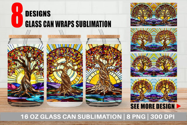 Glass Can Stained Glass Tree Sublimation artnoy 