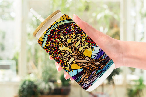 Glass Can Stained Glass Tree Sublimation artnoy 