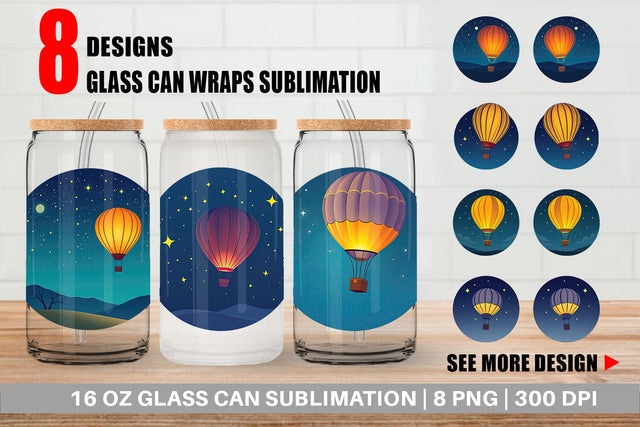 Glass Can Starry Hot Air Balloon Sublimation artnoy 