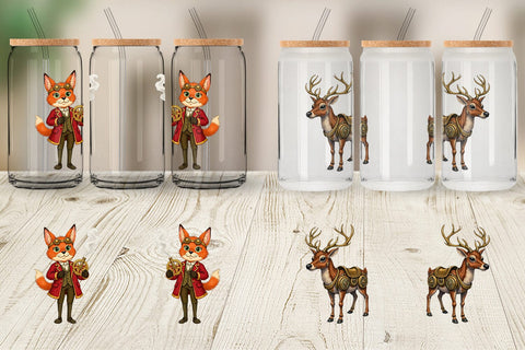 Glass Can Steampunk Christmas Animals Sublimation artnoy 