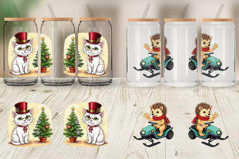 Glass Can Steampunk Christmas Animals Sublimation artnoy 