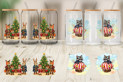 Glass Can Steampunk Christmas Animals Sublimation artnoy 