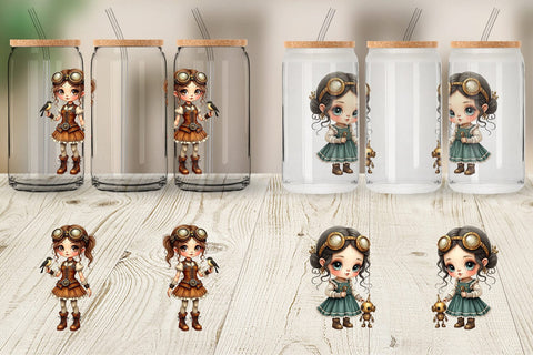 Glass Can Steampunk Dolls Sublimation artnoy 