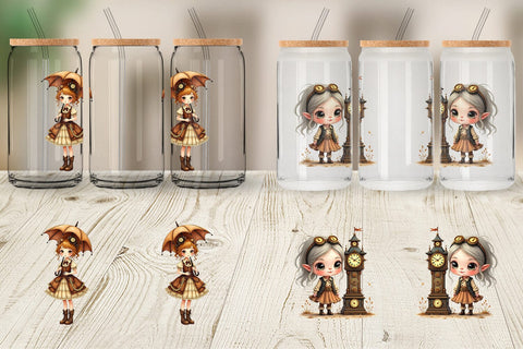 Glass Can Steampunk Dolls Sublimation artnoy 