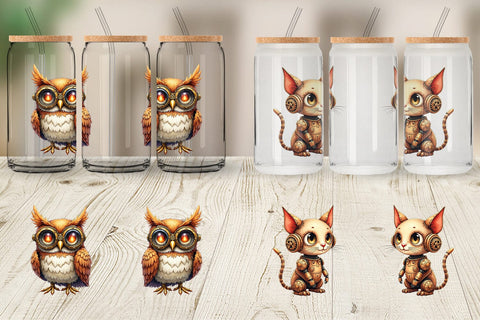 Glass Can Steampunk Menagerie Sublimation artnoy 