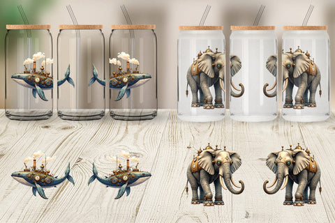 Glass Can Steampunk Menagerie Sublimation artnoy 