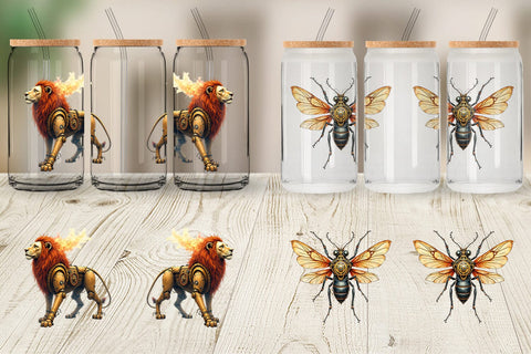 Glass Can Steampunk Menagerie Sublimation artnoy 
