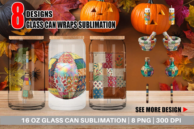 Glass Can Stitched Witchcraft Craft Patchwork Sublimation artnoy 