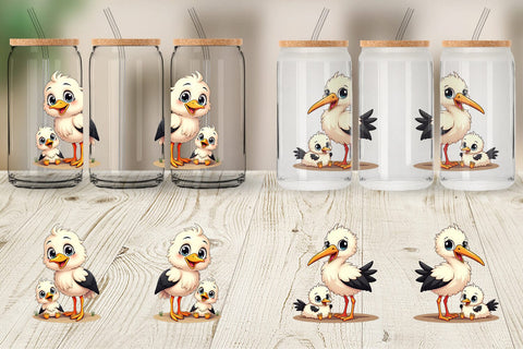 Glass Can Stork Mother's Day Sublimation artnoy 