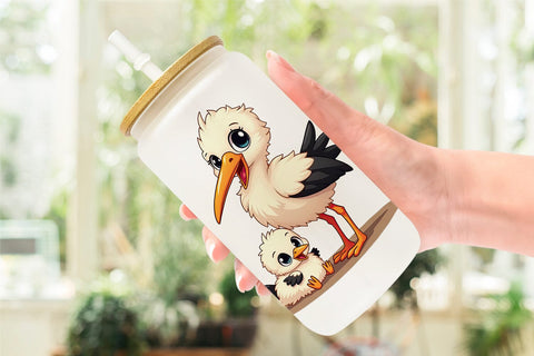 Glass Can Stork Mother's Day Sublimation artnoy 