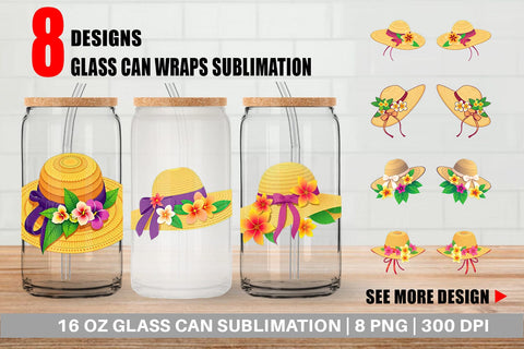 Glass Can Straw Hat Sublimation artnoy 