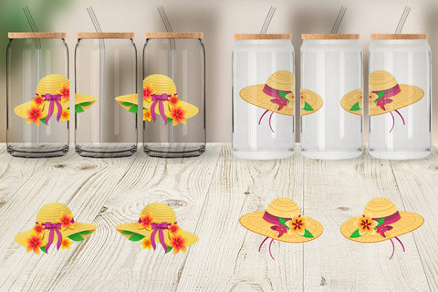 Glass Can Straw Hat Sublimation artnoy 