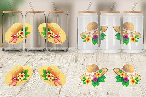 Glass Can Straw Hat Sublimation artnoy 