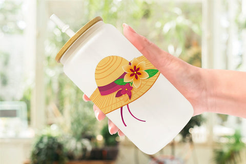 Glass Can Straw Hat Sublimation artnoy 