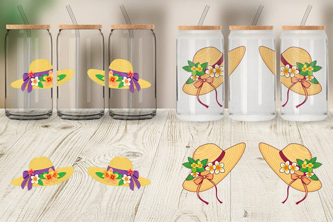 Glass Can Straw Hat Sublimation artnoy 