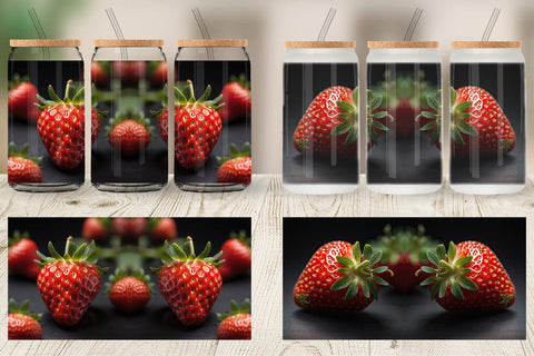 Glass Can Strawberry Fruit Sublimation artnoy 