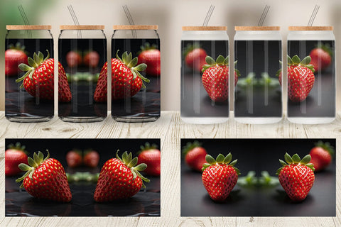 Glass Can Strawberry Fruit Sublimation artnoy 