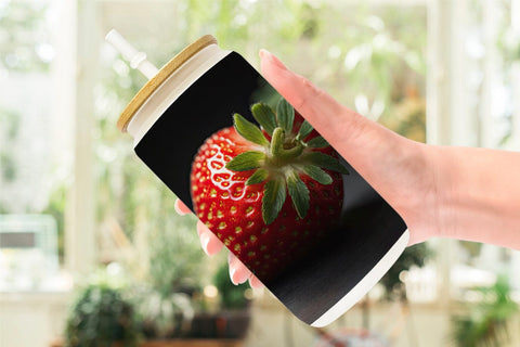 Glass Can Strawberry Fruit Sublimation artnoy 